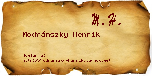 Modránszky Henrik névjegykártya